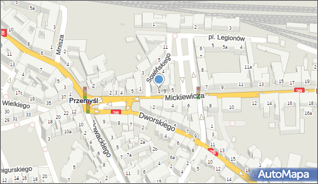 Przemyśl, Mickiewicza Adama, 1, mapa Przemyśla