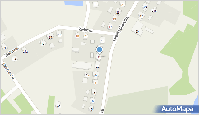 Pszczew, Międzychodzka, 11, mapa Pszczew