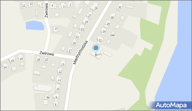 Pszczew, Międzychodzka, 20, mapa Pszczew