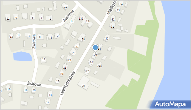 Pszczew, Międzychodzka, 26, mapa Pszczew
