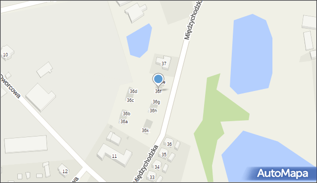 Pszczew, Międzychodzka, 36f, mapa Pszczew
