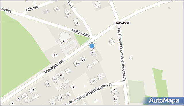 Pszczew, Międzyrzecka, 15, mapa Pszczew