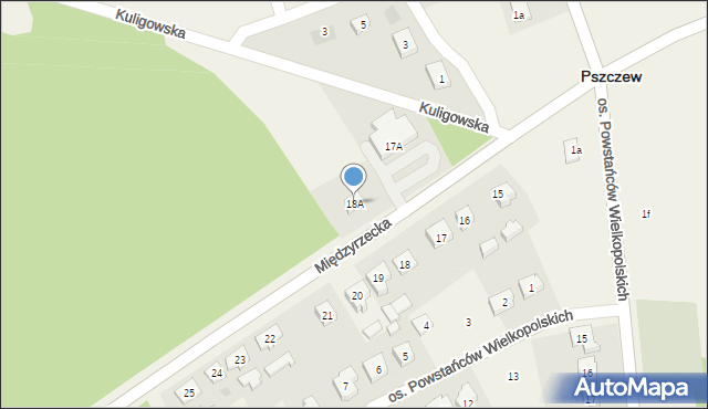 Pszczew, Międzyrzecka, 18A, mapa Pszczew