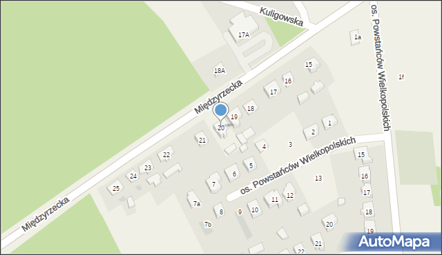 Pszczew, Międzyrzecka, 20, mapa Pszczew