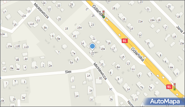 Pszczółki, Mickiewicza Adama, 12, mapa Pszczółki