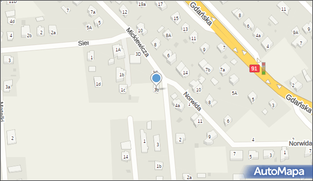 Pszczółki, Mickiewicza Adama, 3b, mapa Pszczółki