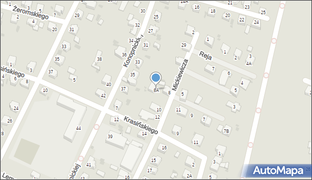 Pszczyna, Mickiewicza Adama, 8A, mapa Pszczyny