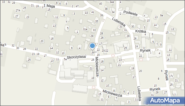 Puchaczów, Mickiewicza Adama, 27, mapa Puchaczów