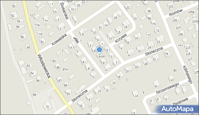 Puławy, Miła, 7, mapa Puław