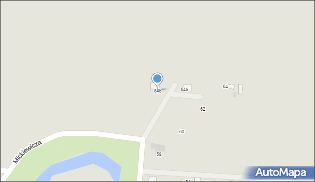 Pułtusk, Mickiewicza Adama, 64b, mapa Pułtusk