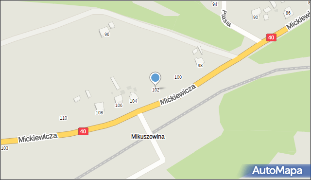 Pyskowice, Mickiewicza Adama, 102, mapa Pyskowice