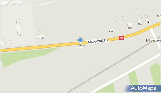 Pyskowice, Mickiewicza Adama, 103, mapa Pyskowice