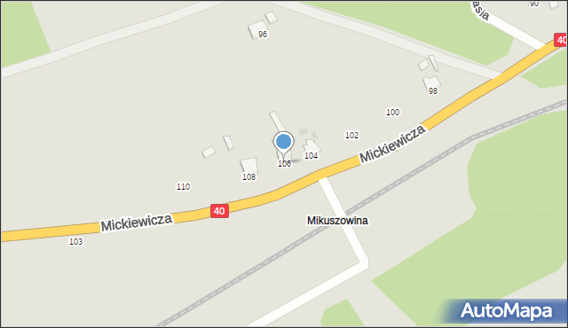 Pyskowice, Mickiewicza Adama, 106, mapa Pyskowice