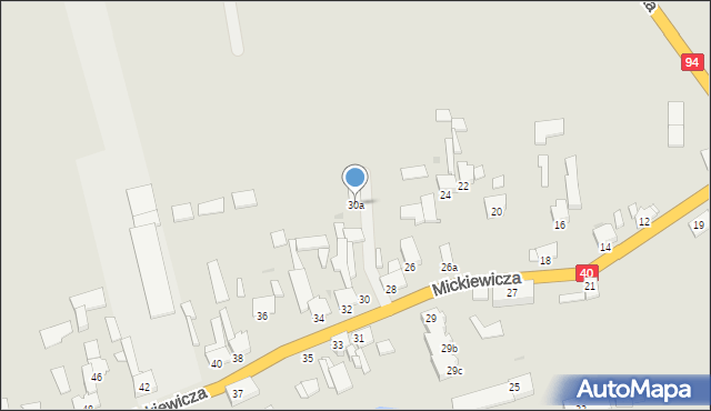 Pyskowice, Mickiewicza Adama, 30a, mapa Pyskowice