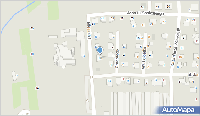 Pyskowice, Mieszka I, 1A, mapa Pyskowice