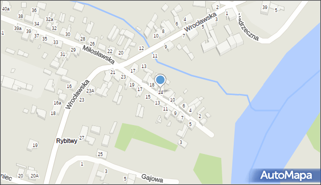 Pyzdry, Miłosławska, 14, mapa Pyzdry