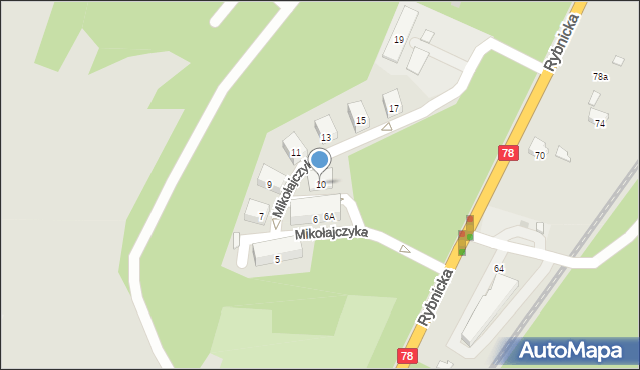 Radlin, Mikołajczyka Stanisława, 10, mapa Radlin