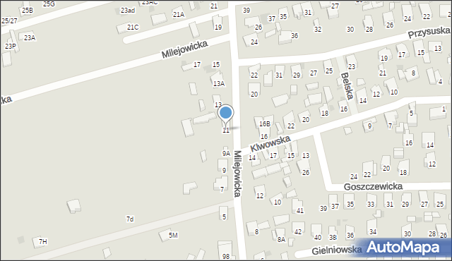 Radom, Milejowicka, 11, mapa Radomia