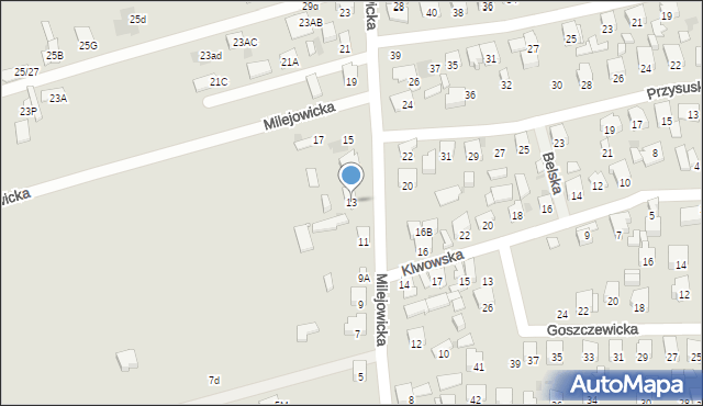 Radom, Milejowicka, 13, mapa Radomia