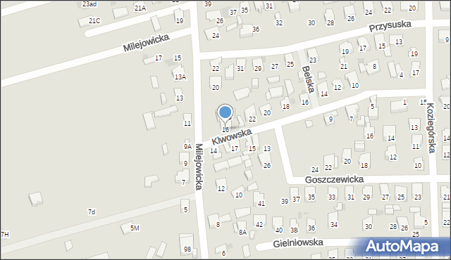 Radom, Milejowicka, 16, mapa Radomia