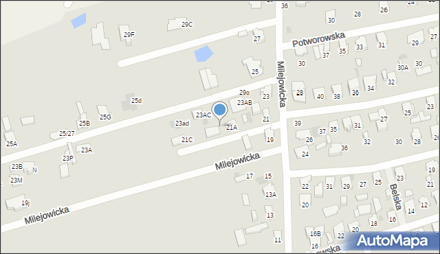 Radom, Milejowicka, 21B, mapa Radomia