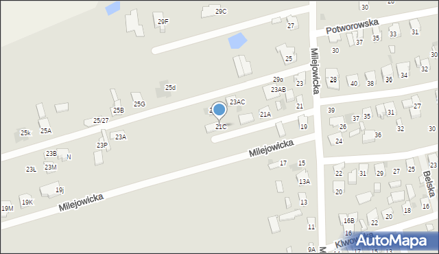 Radom, Milejowicka, 21C, mapa Radomia