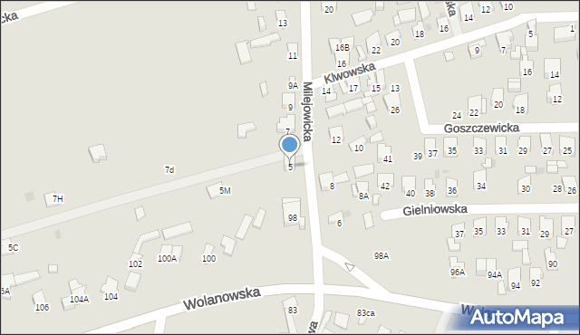 Radom, Milejowicka, 5, mapa Radomia