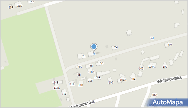 Radom, Milejowicka, 7k, mapa Radomia