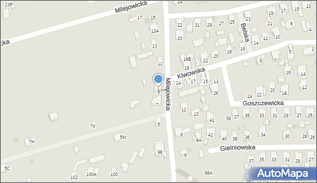 Radom, Milejowicka, 9, mapa Radomia