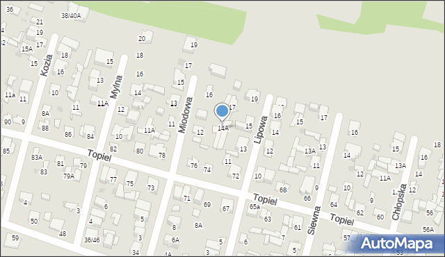 Radom, Miodowa, 14A, mapa Radomia