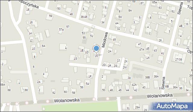 Radom, Miodowa, 1C, mapa Radomia
