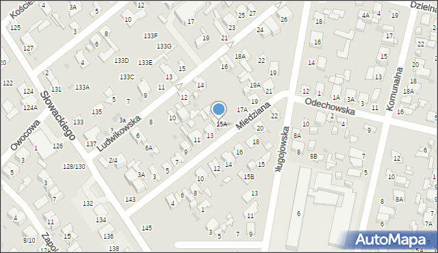 Radom, Miedziana, 15, mapa Radomia