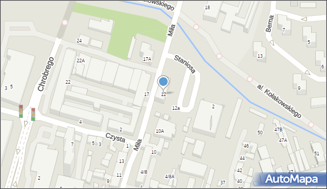 Radom, Miła, 12, mapa Radomia