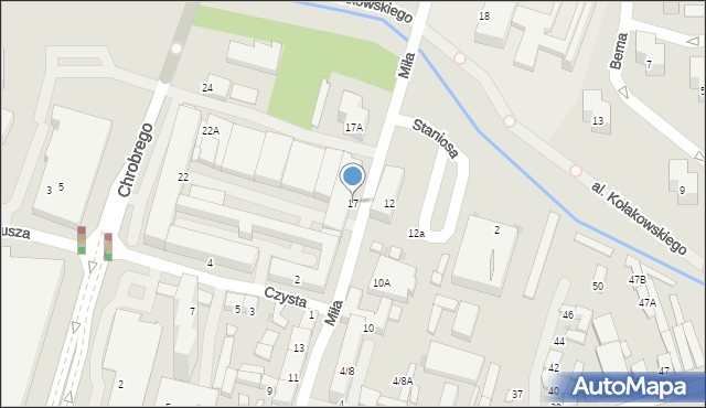 Radom, Miła, 17, mapa Radomia