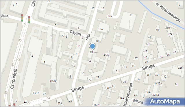 Radom, Miła, 6, mapa Radomia