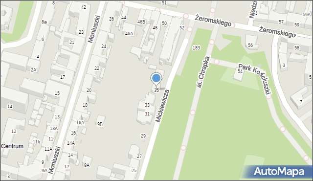 Radom, Mickiewicza Adama, 35, mapa Radomia