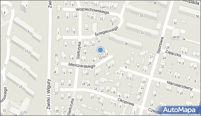 Radom, Mielczarskiego Romualda, 11, mapa Radomia