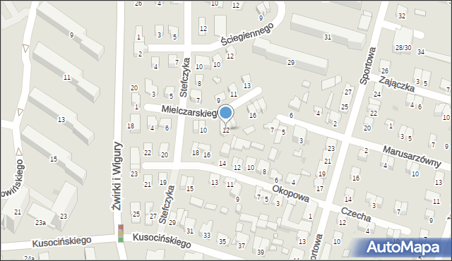 Radom, Mielczarskiego Romualda, 12, mapa Radomia