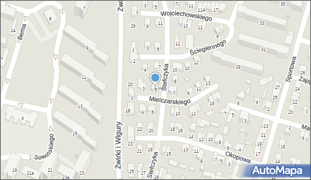 Radom, Mielczarskiego Romualda, 5, mapa Radomia