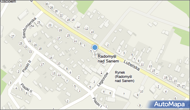 Radomyśl nad Sanem, Mickiewicza Adama, 3, mapa Radomyśl nad Sanem