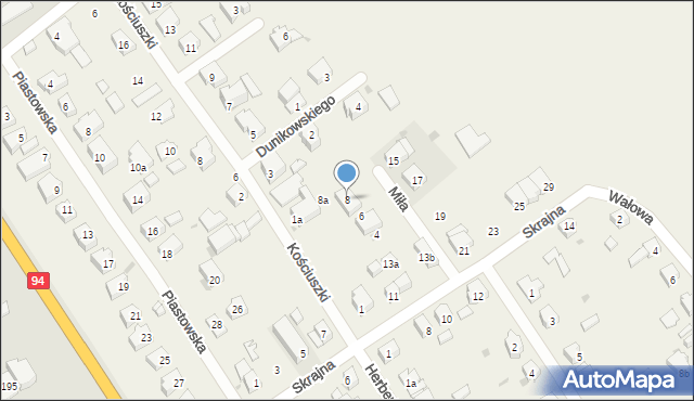 Radwanice, Miła, 8, mapa Radwanice