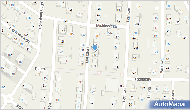 Raszyn, Mieszka I, 30, mapa Raszyn