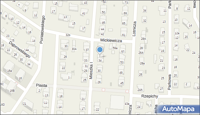 Raszyn, Mieszka I, 36, mapa Raszyn