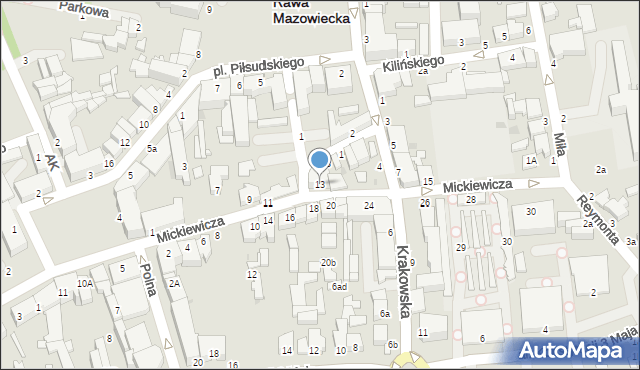 Rawa Mazowiecka, Mickiewicza Adama, 13, mapa Rawa Mazowiecka