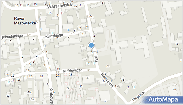Rawa Mazowiecka, Miła, 3, mapa Rawa Mazowiecka