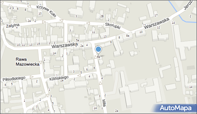 Rawa Mazowiecka, Miła, 6a, mapa Rawa Mazowiecka