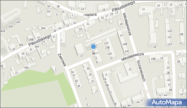 Rawicz, Miedzińskiego Józefa, 8B, mapa Rawicz