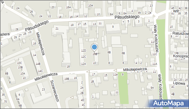 Rawicz, Mikołajewicza Stanisława, 10B, mapa Rawicz
