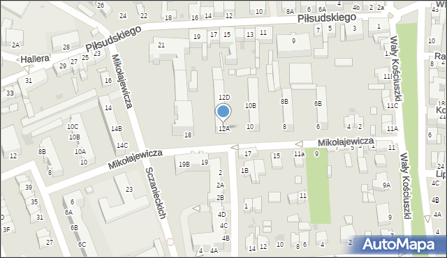 Rawicz, Mikołajewicza Stanisława, 12A, mapa Rawicz