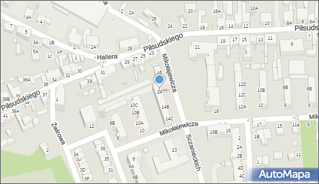 Rawicz, Mikołajewicza Stanisława, 14, mapa Rawicz